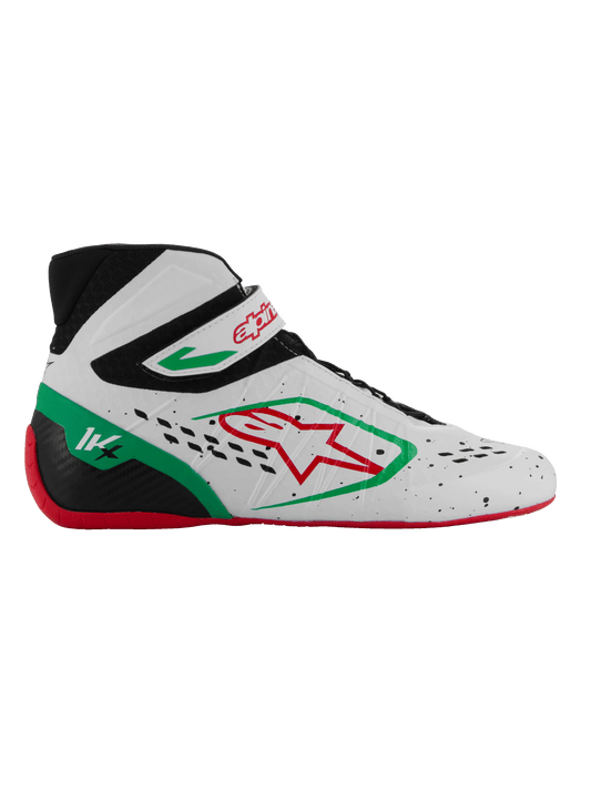 Zapatillas Kart Alpinestars Tech-1KX V3 Blanco/Verde/Rojo - Homologado CIK-FIA