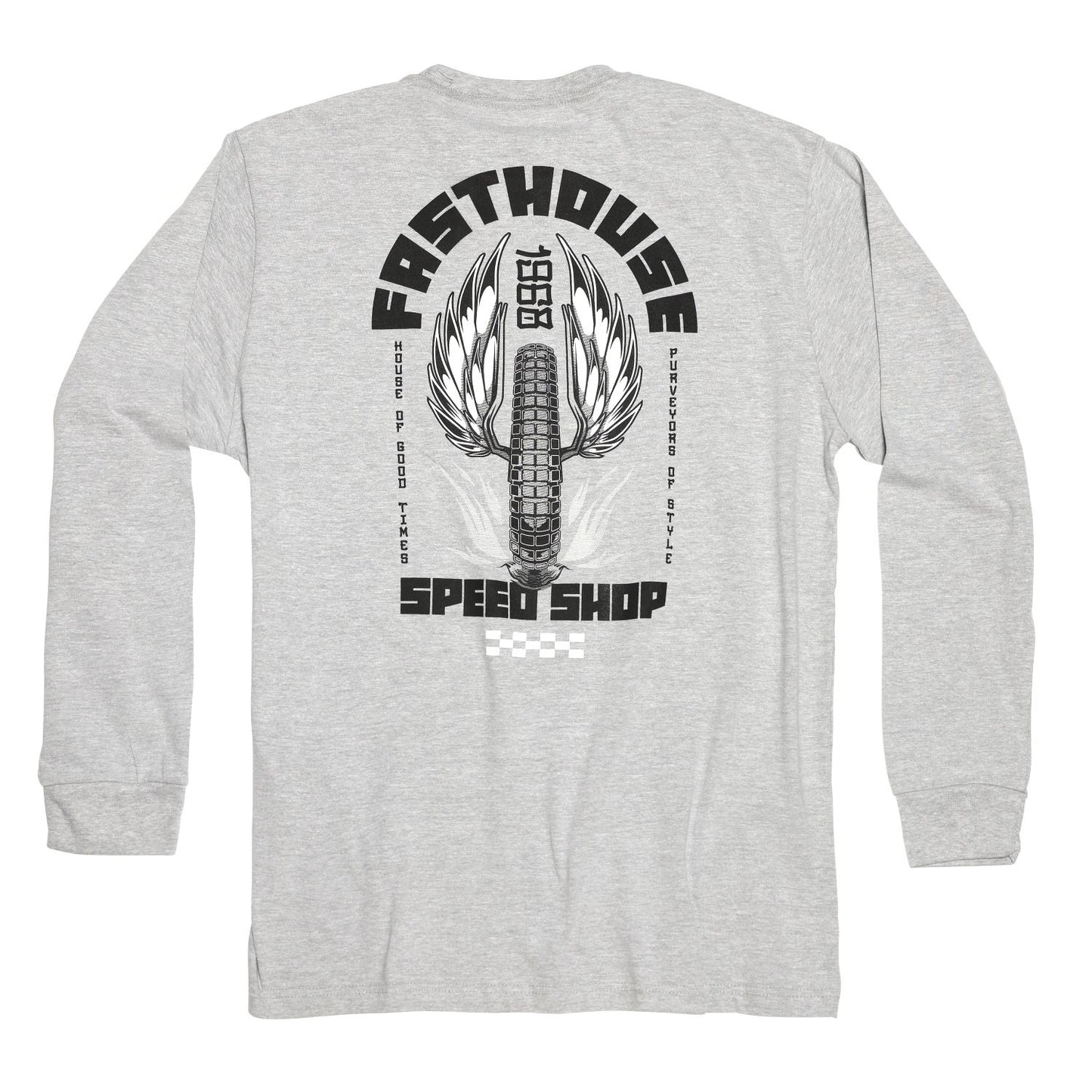 Polera Fasthouse Iron Steed Manga Larga Gris