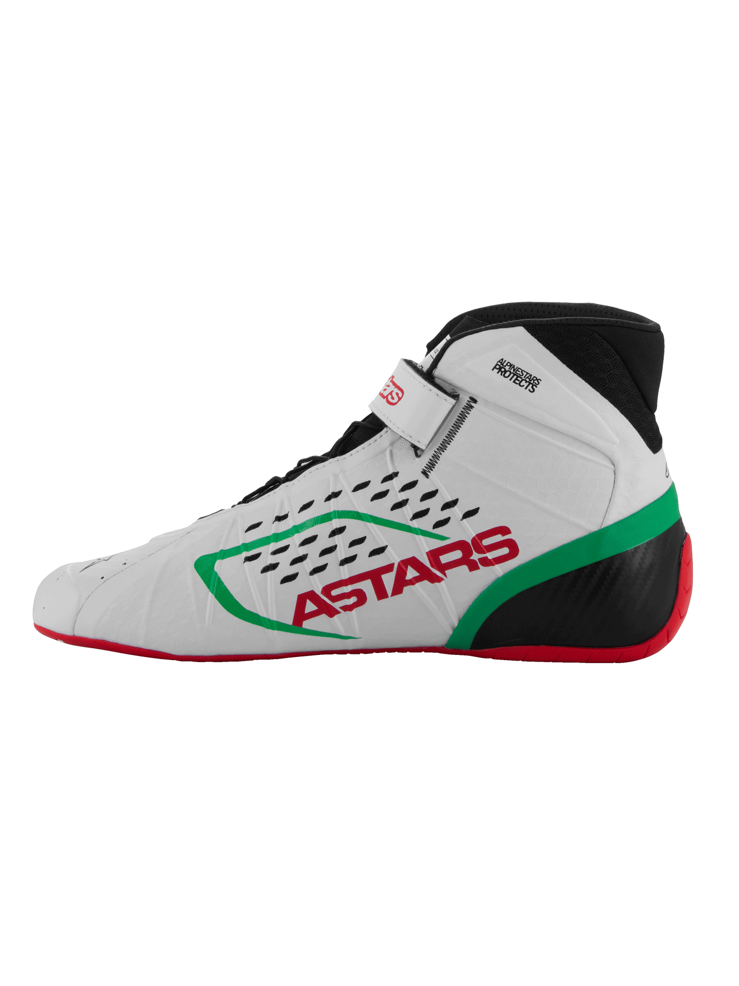Zapatillas Kart Alpinestars Tech-1KX V3 Blanco/Verde/Rojo - Homologado CIK-FIA