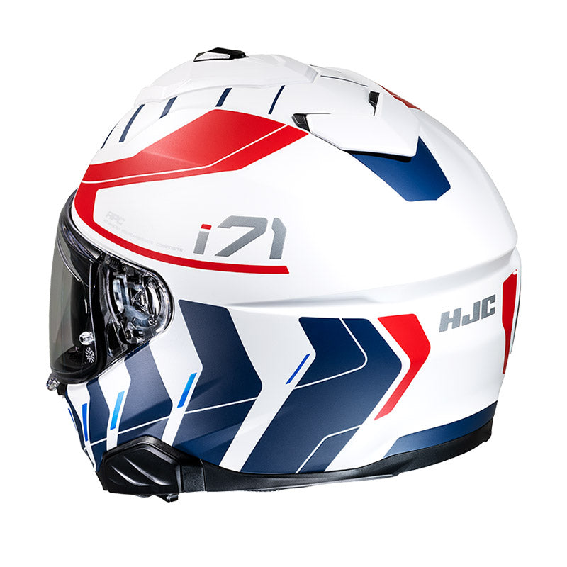 Casco HJC i71 Enta MC1 Blanco/Negro/Rojo - Vista lateral | Proshop Chile