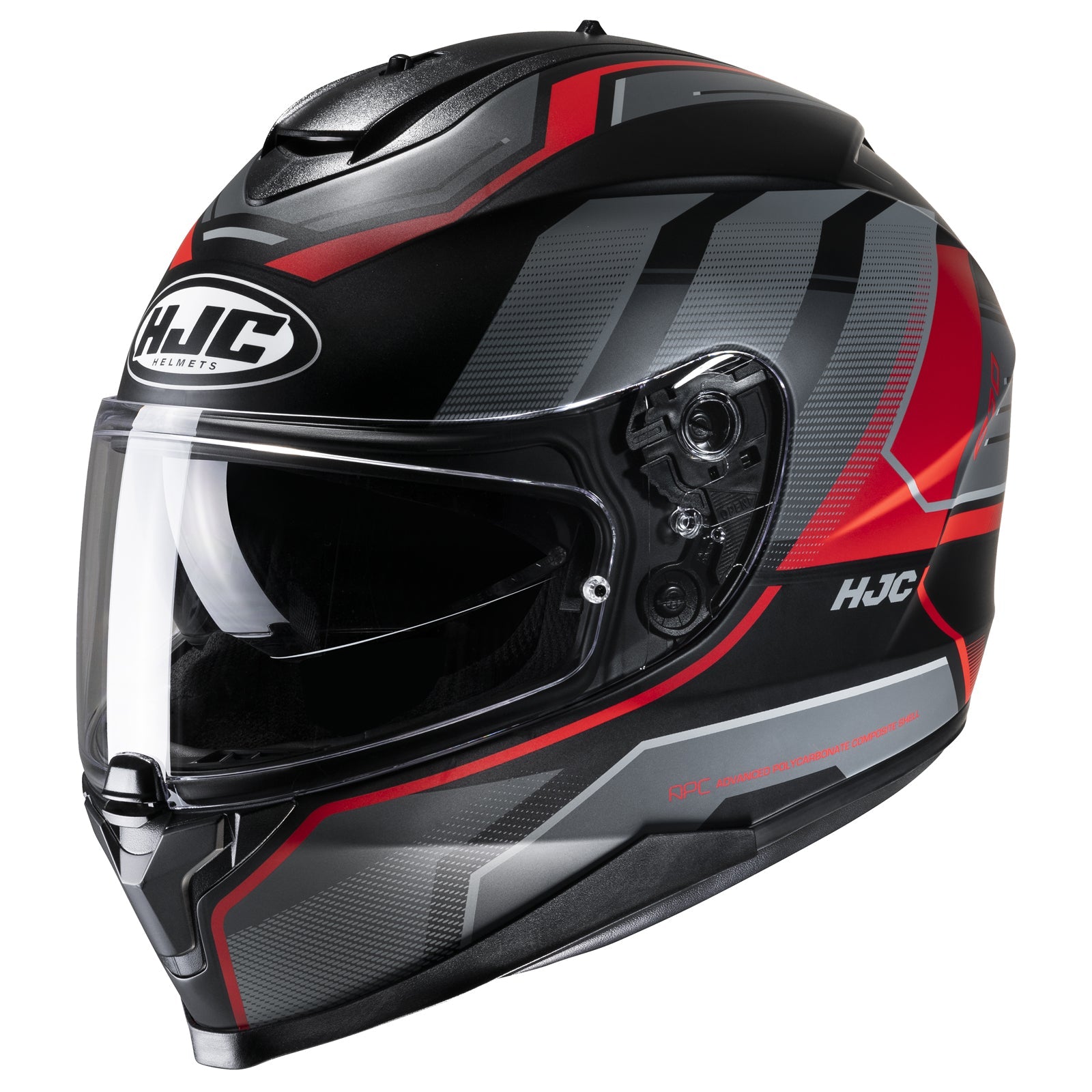Casco HJC C70 Nian MC1SF Negro/Gris/Rojo - Detalle | Proshop Chile