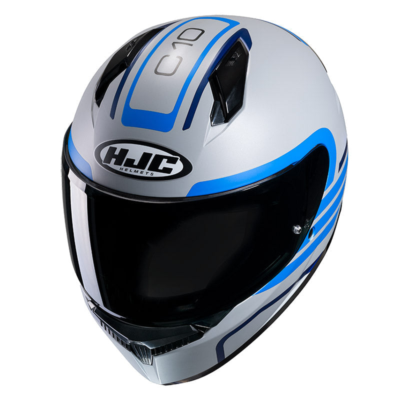 Casco HJC C10 Lito MC2SF Azul/Gris Claro - Vista lateral | Proshop Chile