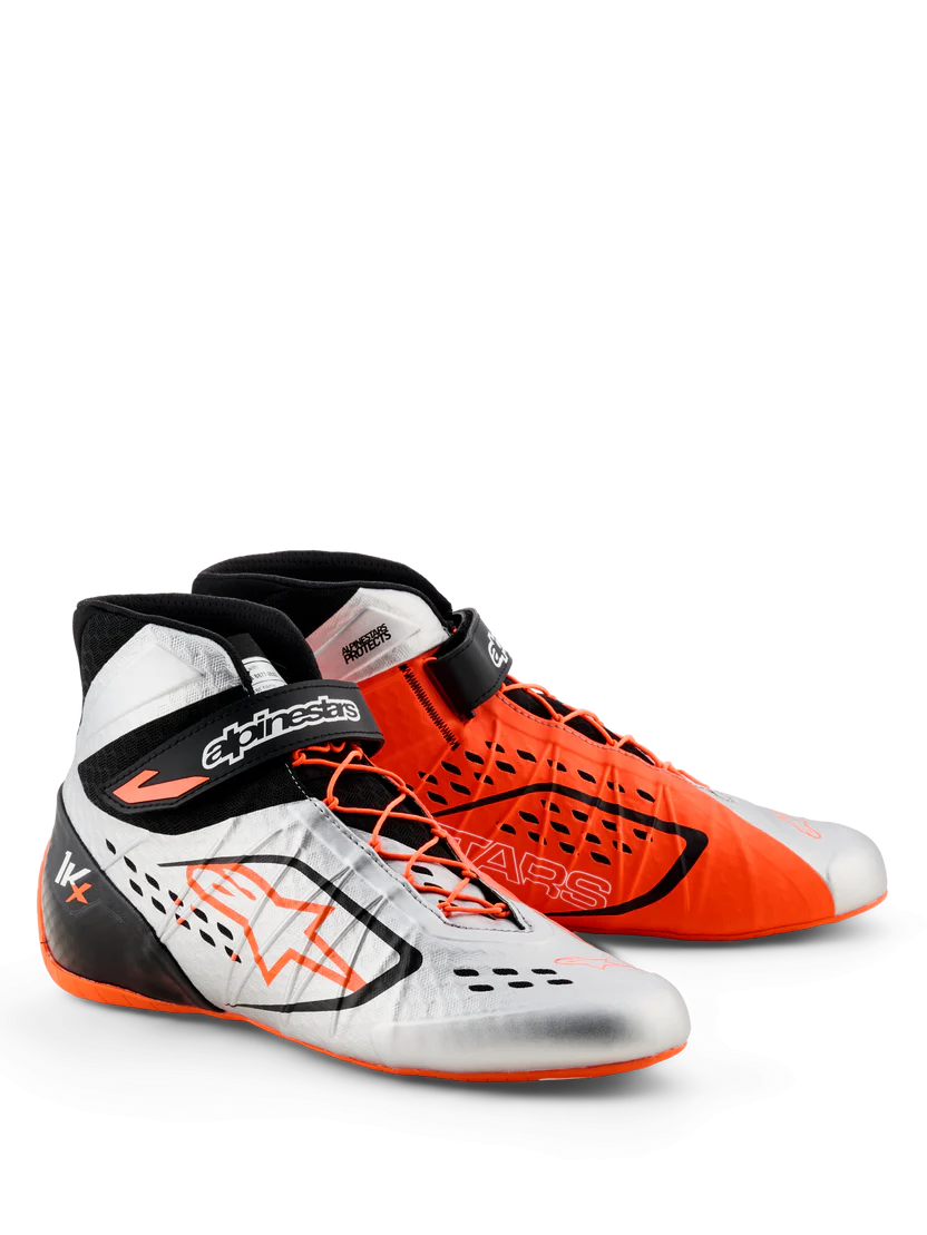 Zapatillas Kart Alpinestars Tech-1KX V3 Naranja/Plateado - Homologado CIK-FIA