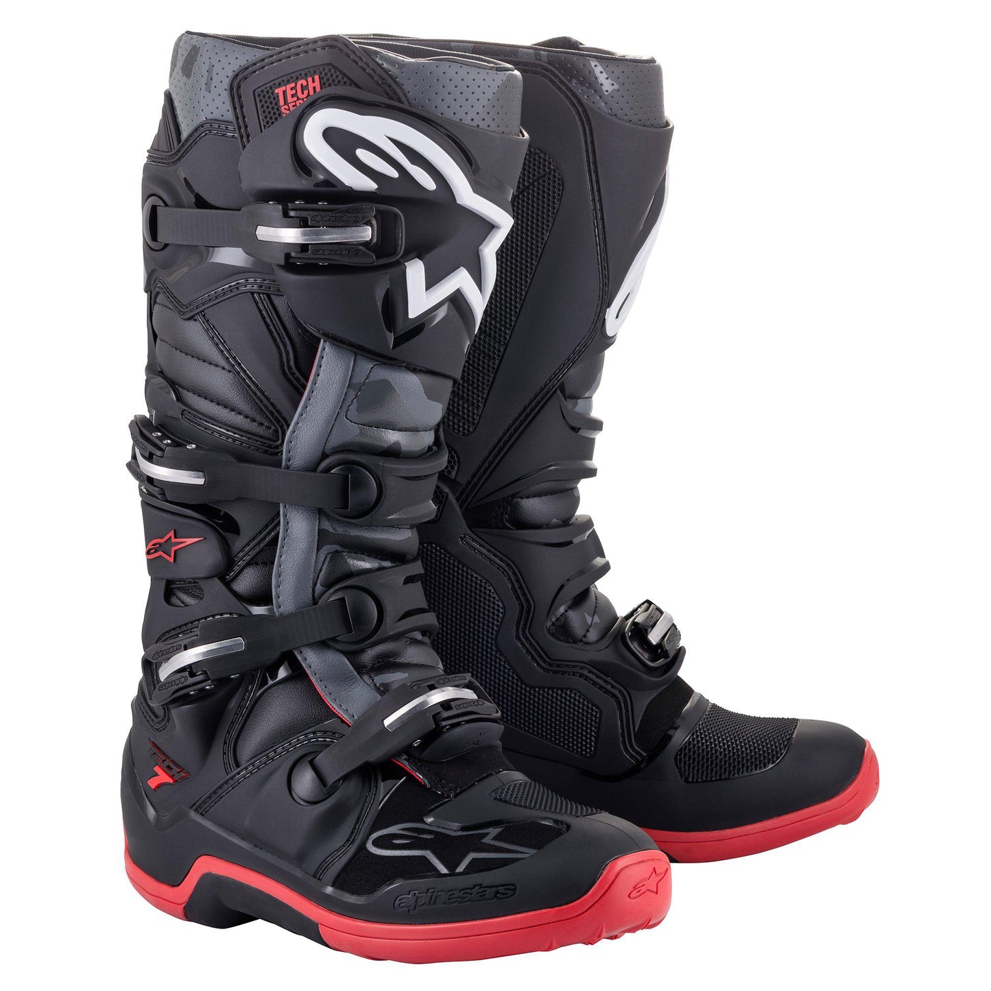 Botas Tech 7 Negro/ Gris Claro/ Rojo
