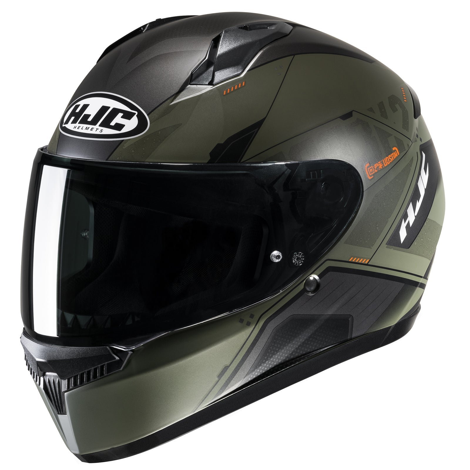 Casco HJC C10 Inka MC7SF Verde Militar/Naranjo - Detalle | Proshop Chile