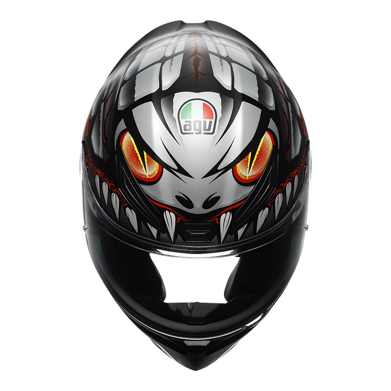 Casco AGV K1 S (2023) Lyzard Negro Matte/ Rojo/ Gris - Vista lateral | Proshop Chile