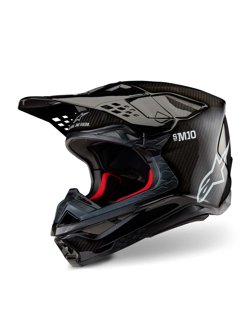 Casco Moto MX Alpinestars Supertech S-M10 Solid Negro Brillante/Carbono