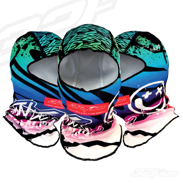 Balaclava 32 Five SMILE TO WIN Azul/Rosado para karting