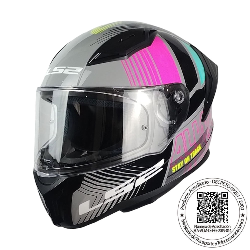 Casco moto integral LS2 FF810 Vigo Shift gris y rosado