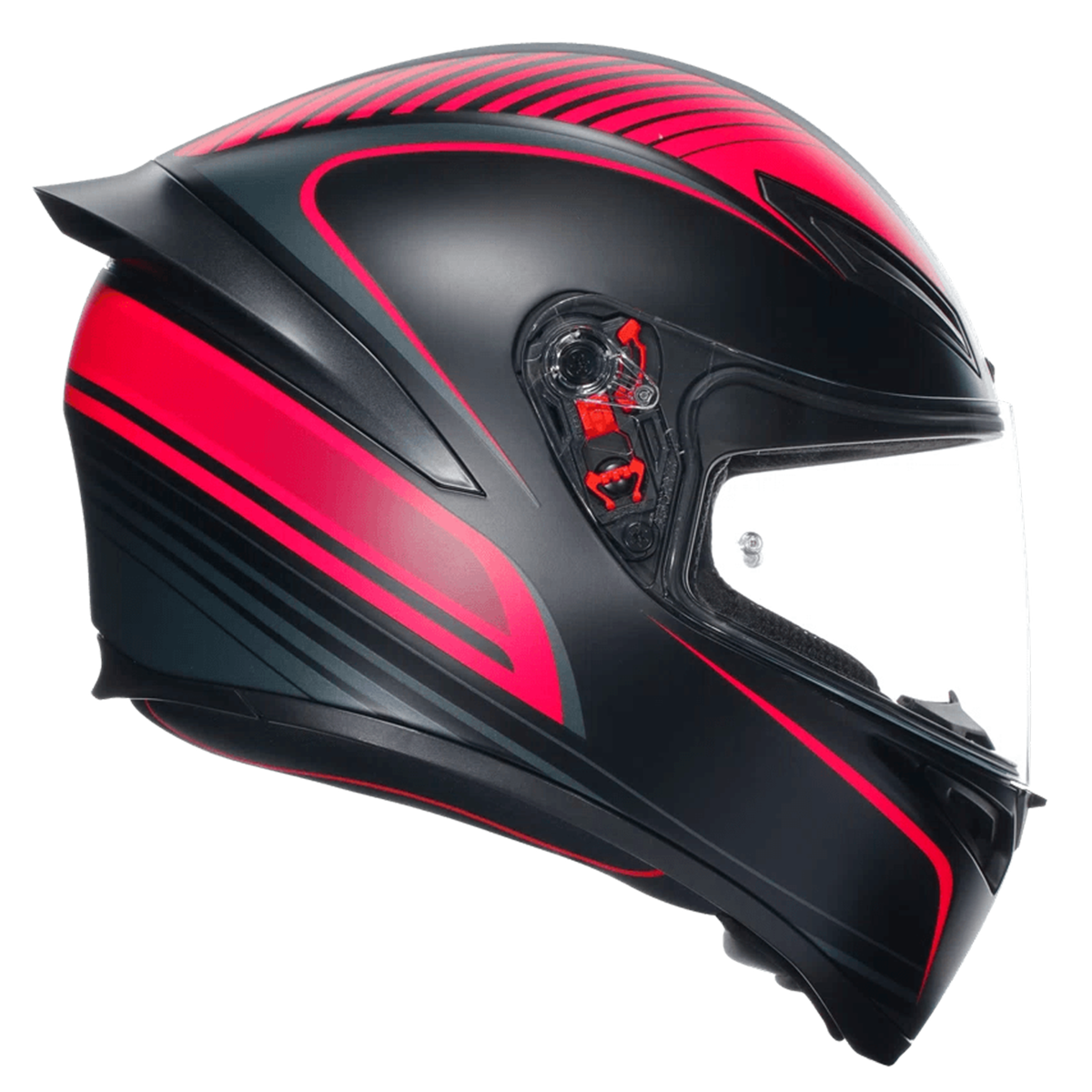 Casco AGV K1 S (2023) Warmup Negro/Rosado - Vista lateral | Proshop Chile