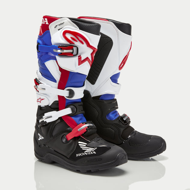 Botas Honda Tech 7 Enduro Drystar Negro/ Blanco/ Azul/ Rojo Brillante