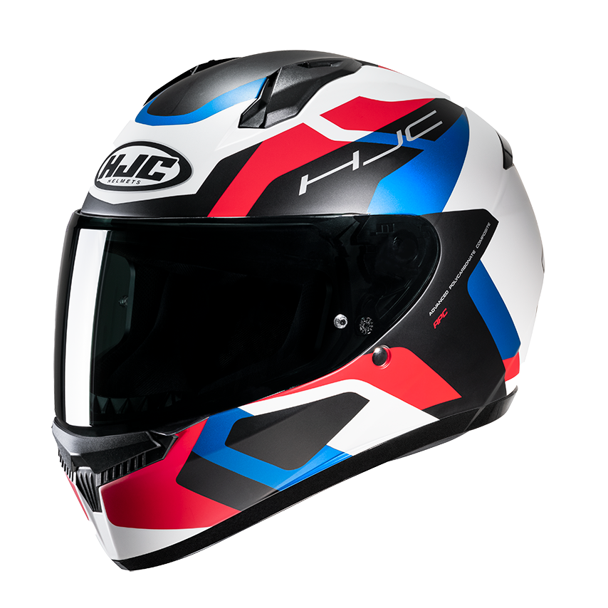 Casco HJC C10 Tins MC21SF Blanco/Azul/Rojo - Vista posterior | Proshop Chile
