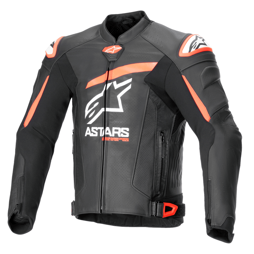 Chaqueta De Cuero Moto Calle Alpinestars GP Plus R V4 Airflow Negro/Rojo Fluor/Blanco