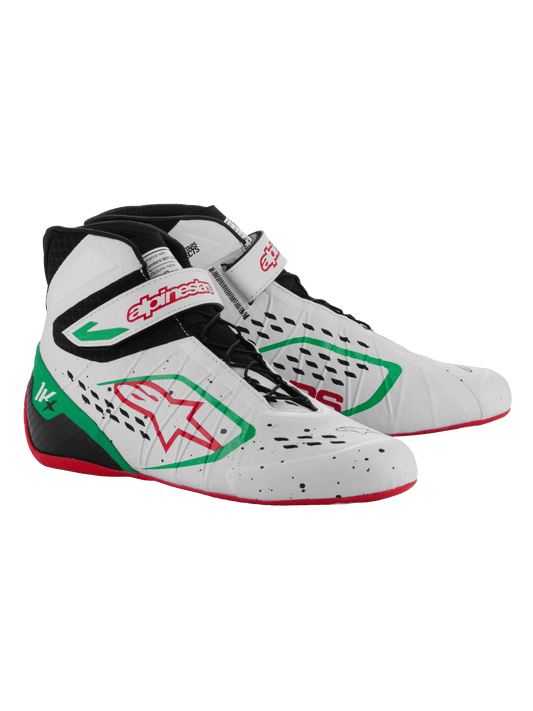 Zapatillas Kart Alpinestars Tech-1KX V3 Blanco/Verde/Rojo - Homologado CIK-FIA
