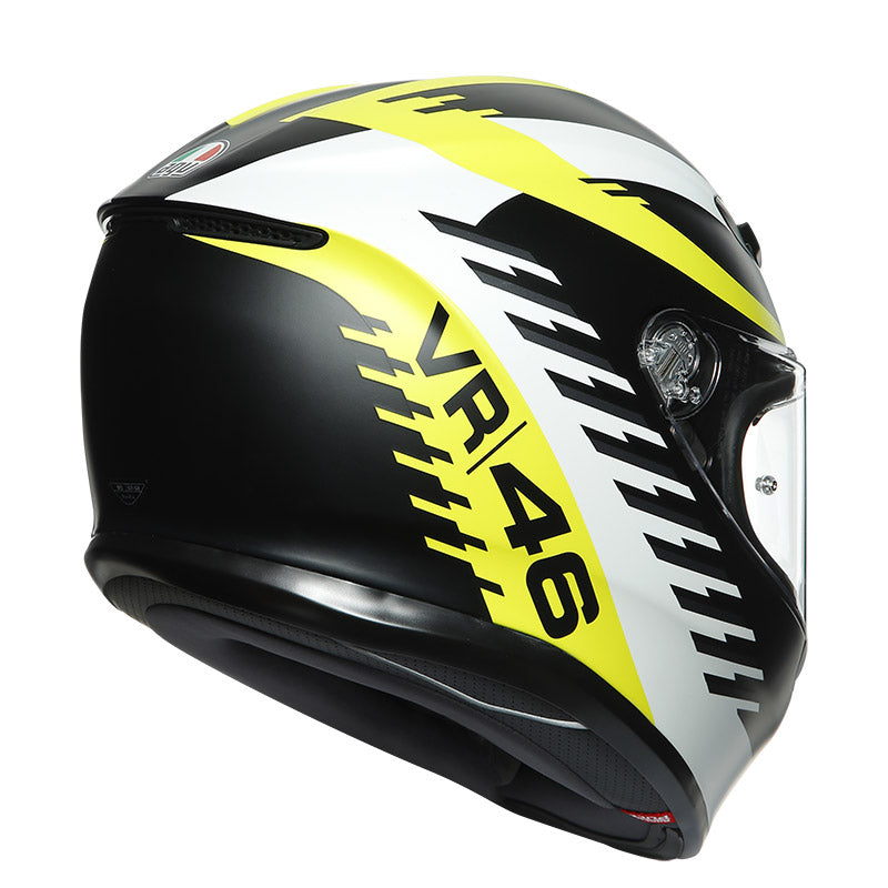 Casco AGV K6 Rapid 46 Negro Matte/Blanco/Amarillo Fluor - Vista lateral | Proshop Chile