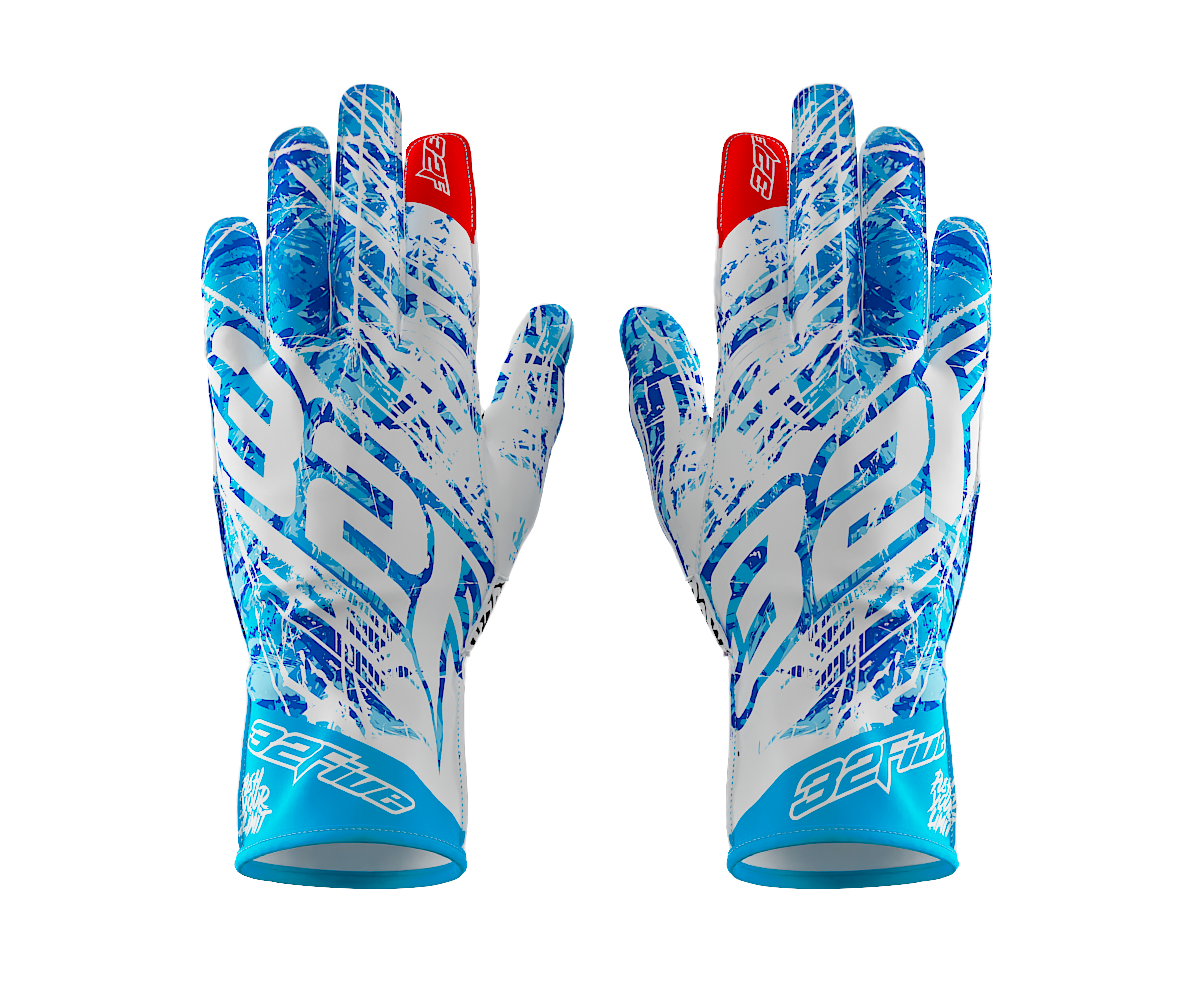Guantes 32 Five PUSH YOUR LIMIT Azul/Blanco para karting