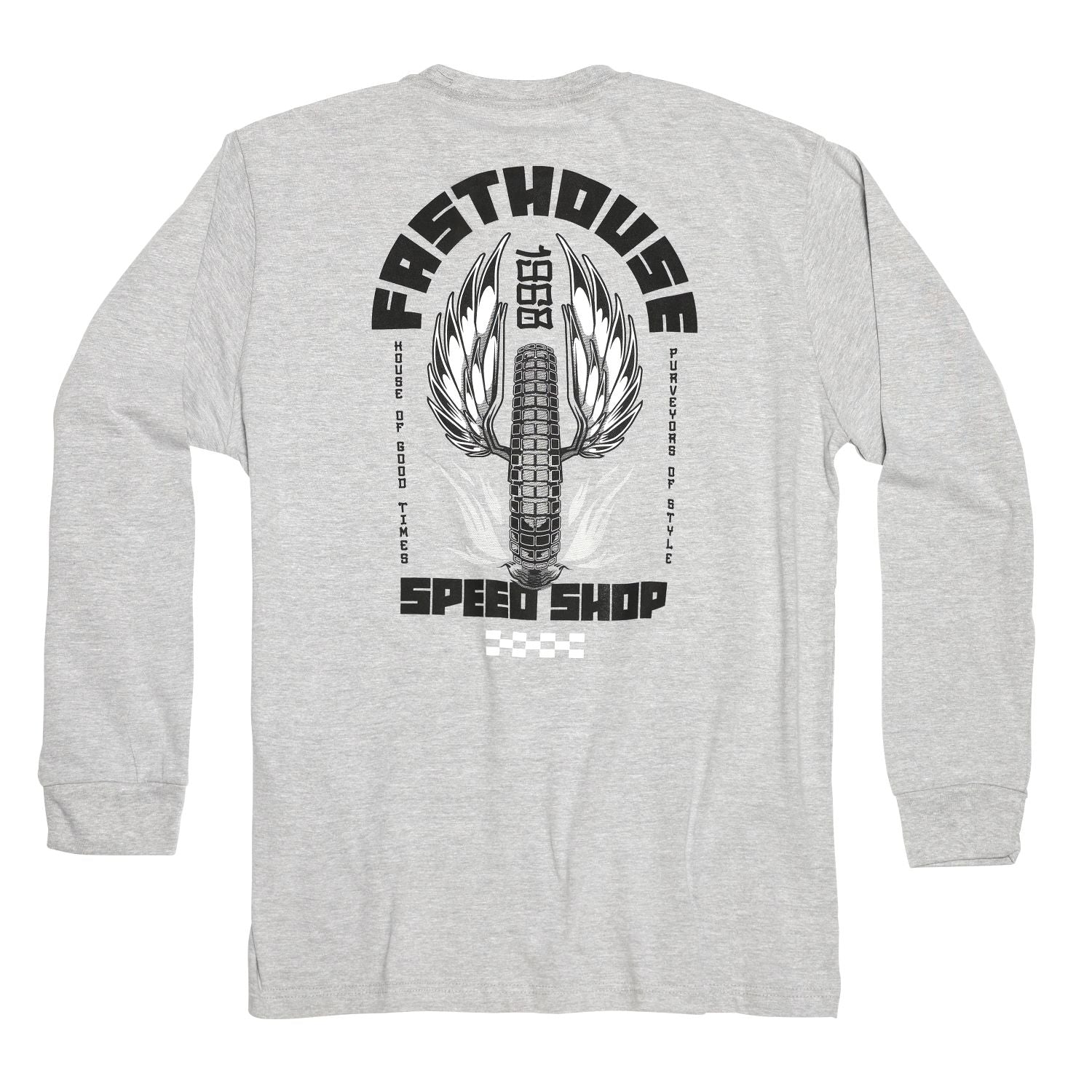 Polera Fasthouse Iron Steed Manga Larga Gris