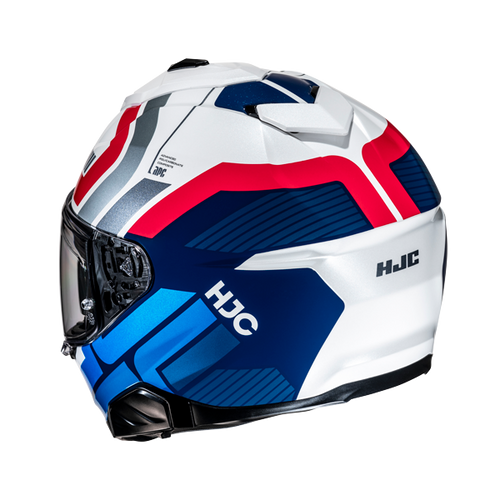 Casco HJC i71 Viz MC1SF Negro/Gris/Rojo - Vista posterior | Proshop Chile