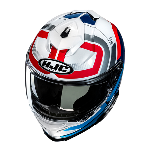 Casco HJC i71 Viz MC1SF Negro/Gris/Rojo - Vista lateral | Proshop Chile