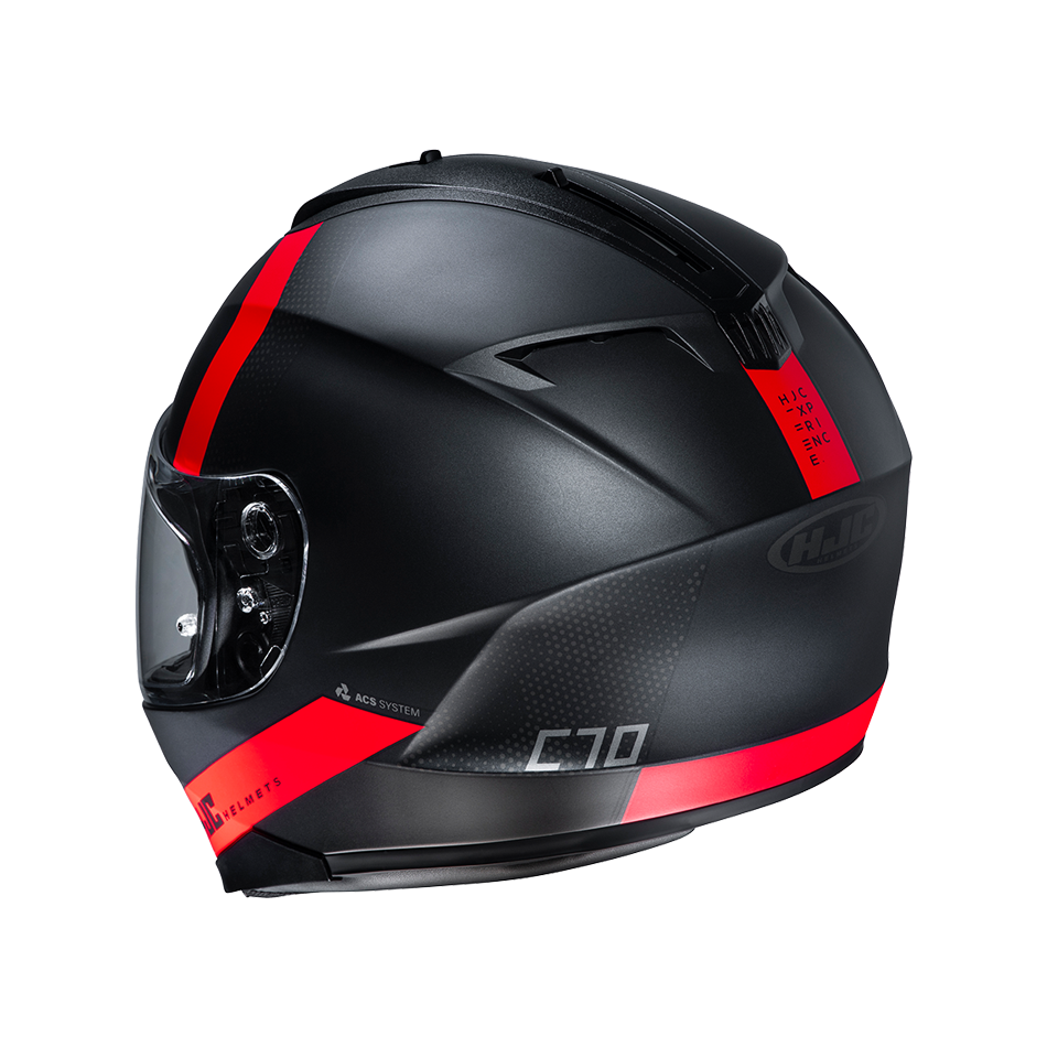 Casco HJC C70 Eura MC1SF Negro/Rojo - Vista lateral | Proshop Chile