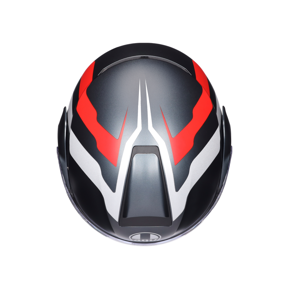 Casco AGV Streetmodular Resia Gris/Plata/Rojo - Vista lateral | Proshop Chile