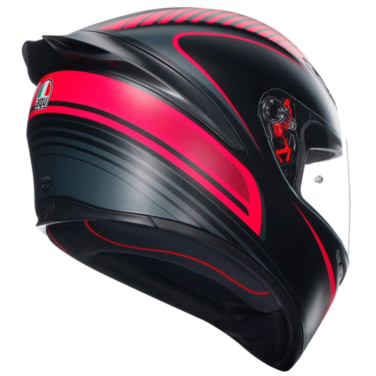 Casco AGV K1 S (2023) Warmup Negro/Rosado - Vista posterior | Proshop Chile