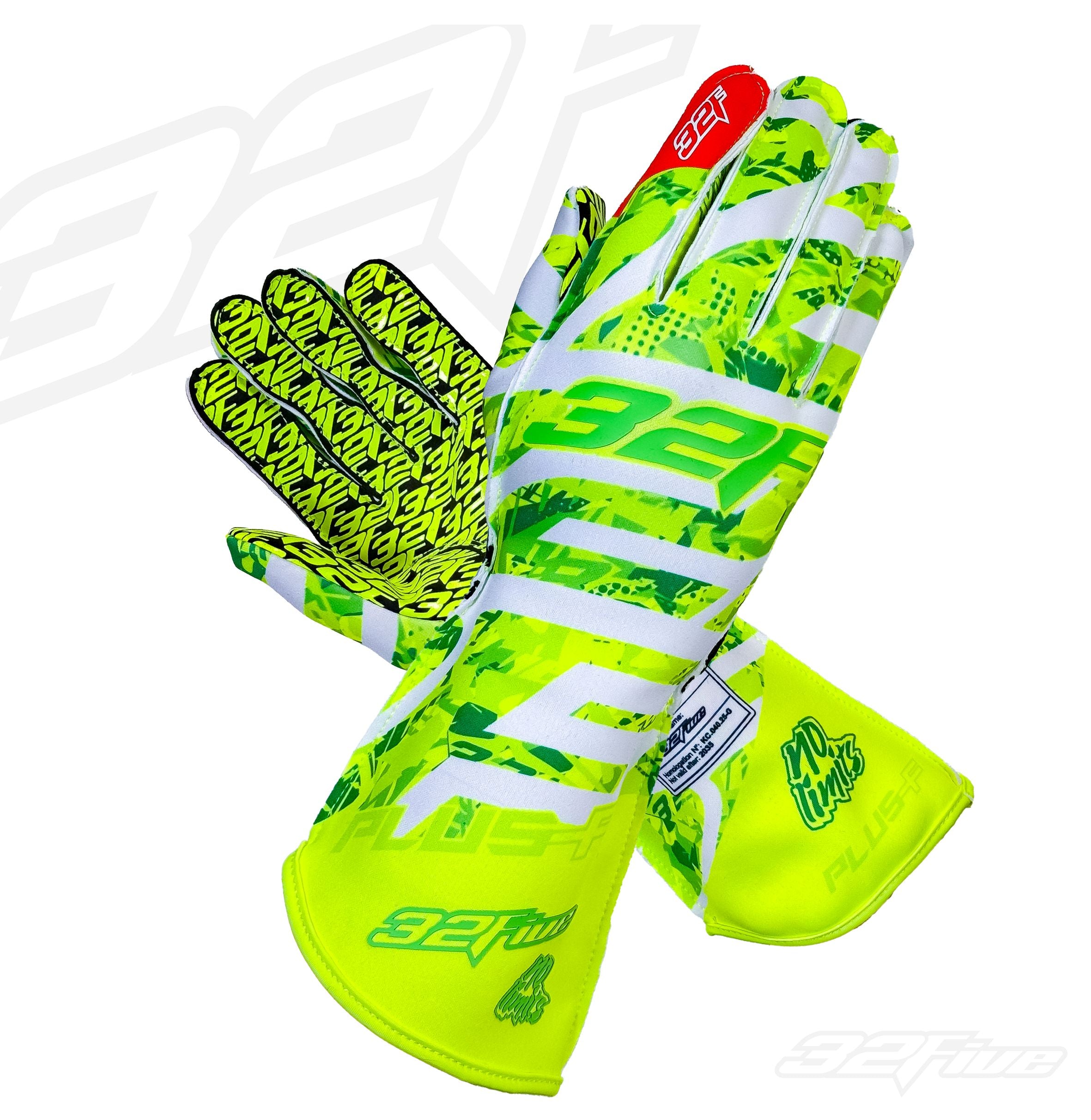 Guantes 32 Five NO LIMITS Plus F Amarillo/Verde - Homologado CIK-FIA
