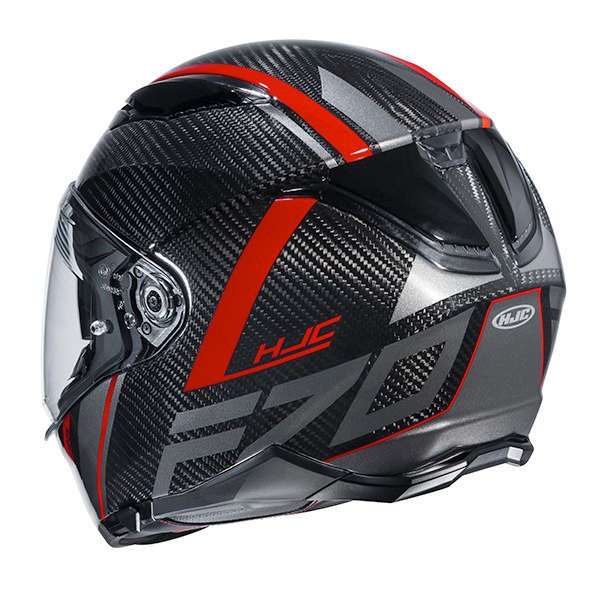 Casco HJC F70 Carbon Eston MC1 Negro/Rojo - Vista lateral | Proshop Chile