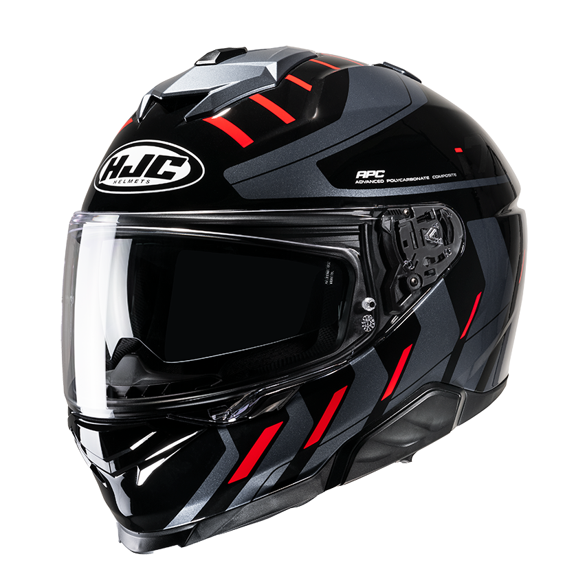 Casco HJC i71 Simo MC1 Negro/Rojo - Vista principal | Proshop Chile
