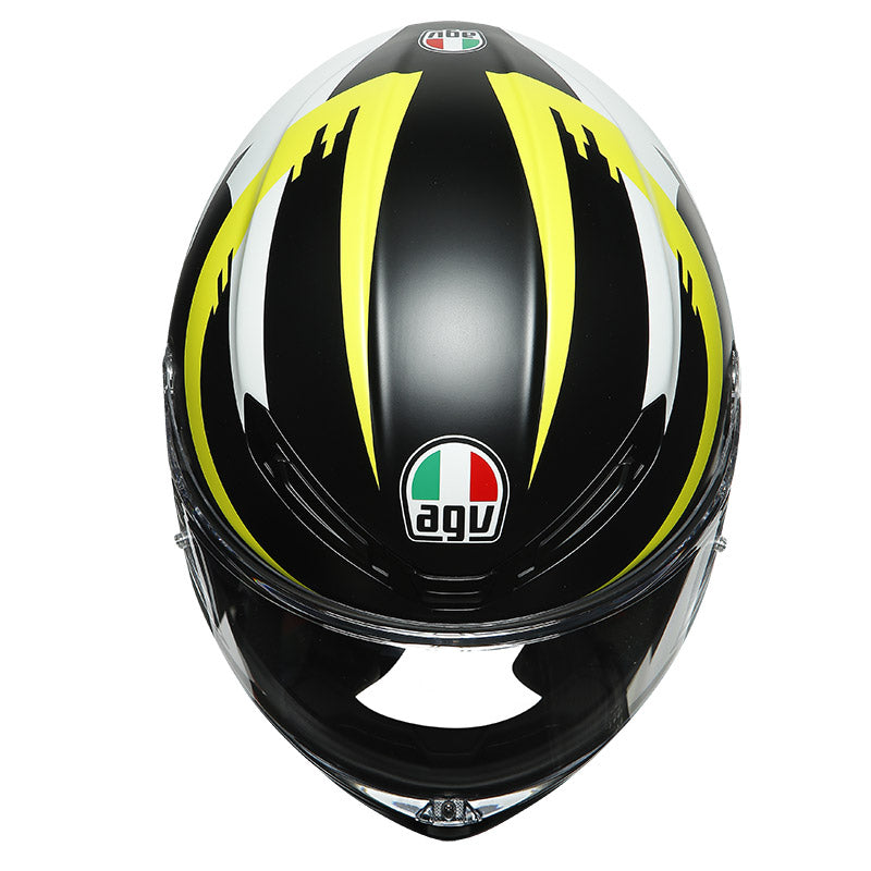 Casco AGV K6 Rapid 46 Negro Matte/Blanco/Amarillo Fluor - Vista principal | Proshop Chile