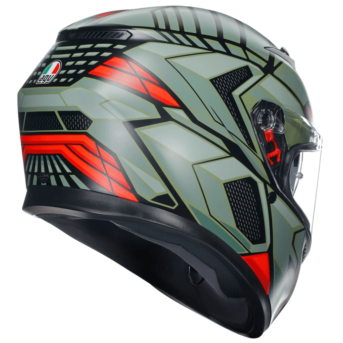 Casco AGV K3 (2023) Decept Negro/Verde/Rojo - Vista lateral | Proshop Chile