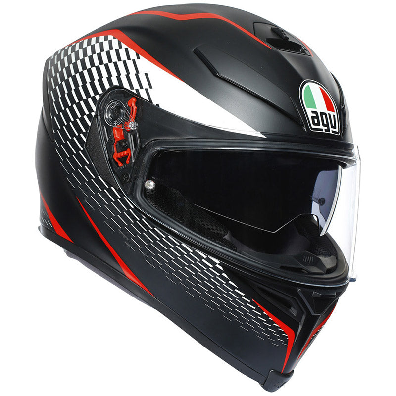 Casco AGV K5 S Thunder Negro matte/Blanco/Rojo - Vista lateral | Proshop Chile