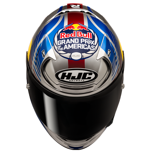 Casco HJC RPHA 12 - Red Bull Austin GP2 MC21 Blanco/Azul/Rojo - Vista posterior | Proshop Chile