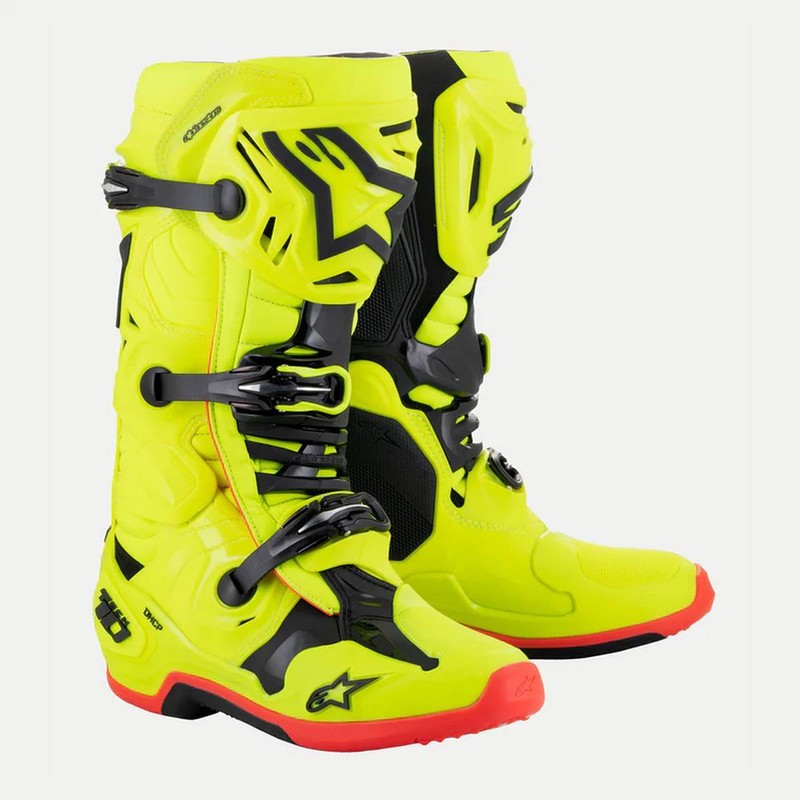 Botas Moto MX Alpinestars Tech 10 Amarillo Fluor/Negro/Rojo Fluor