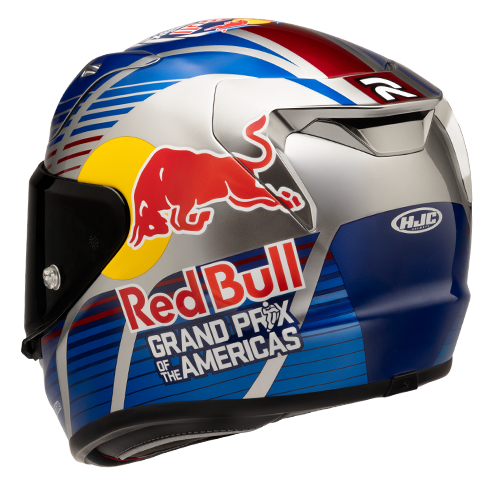 Casco HJC RPHA 12 - Red Bull Austin GP2 MC21 Blanco/Azul/Rojo - Vista lateral | Proshop Chile