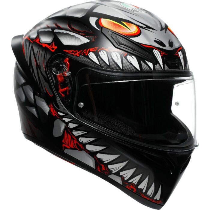 Casco AGV K1 S (2023) Lyzard Negro Matte/ Rojo/ Gris - Vista principal | Proshop Chile