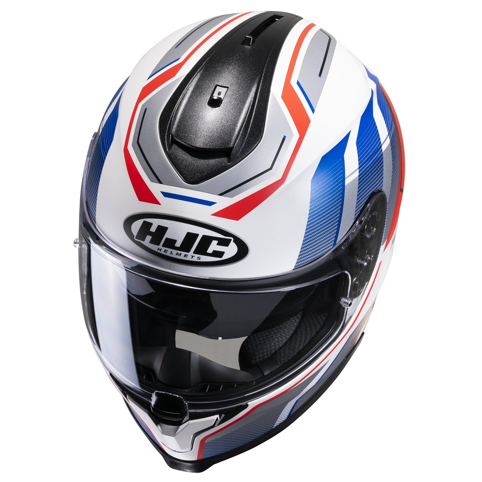 Casco HJC C70 Nian MC21SF Blanco/Azul/Rojo - Vista lateral | Proshop Chile