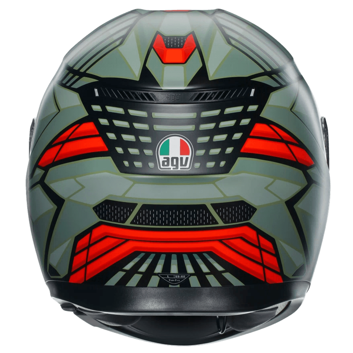 Casco AGV K3 (2023) Decept Negro/Verde/Rojo - Vista posterior | Proshop Chile