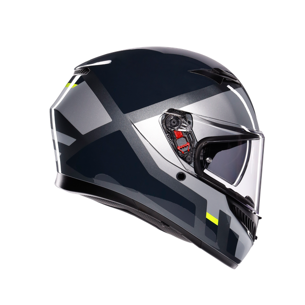 Casco AGV K3 (2023) Shade Gris/ Amarillo Fluor - Vista posterior | Proshop Chile
