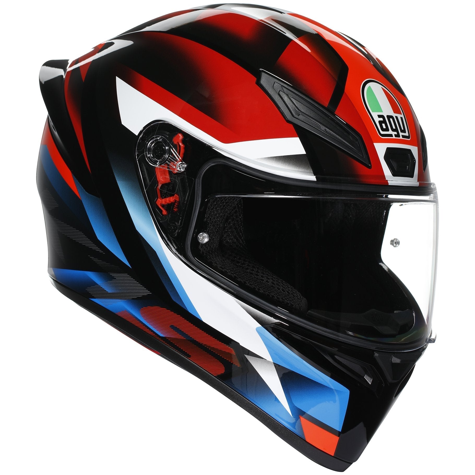 Casco AGV K1 S (2023) Fastlap Negro/Rojo/Azul - Vista principal | Proshop Chile