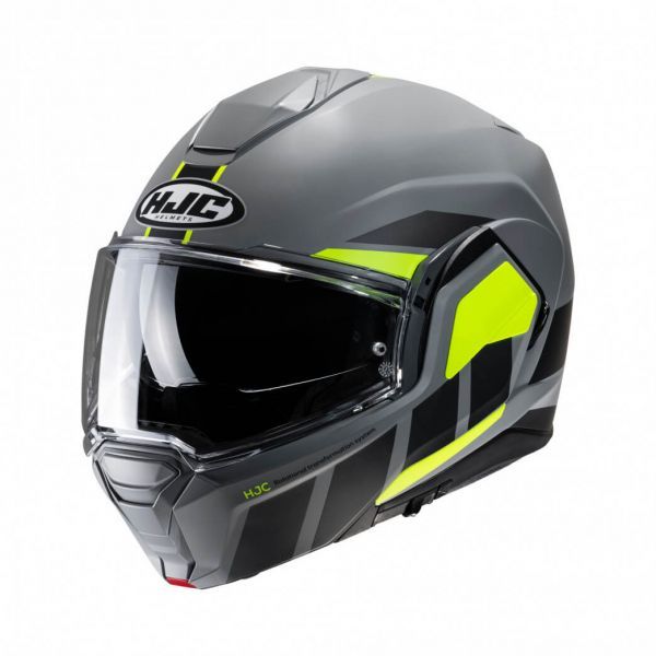 Casco HJC i100 Beis MC3HSF Negro/Amarillo Fluor - Vista lateral | Proshop Chile