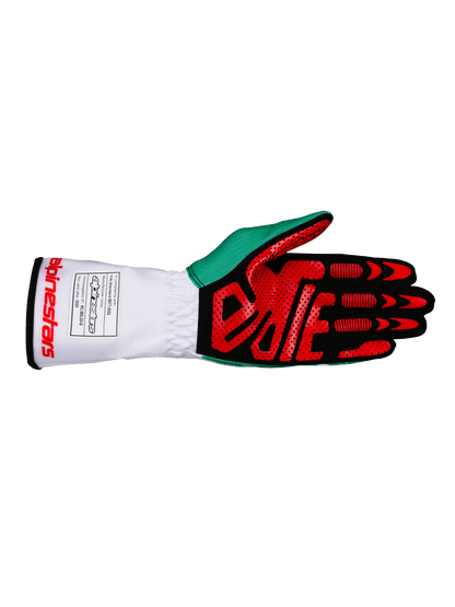 Guantes Karting Alpinestars Tech-1 K V3 Blanco/Verde/Rojo - Homologado CIK-FIA