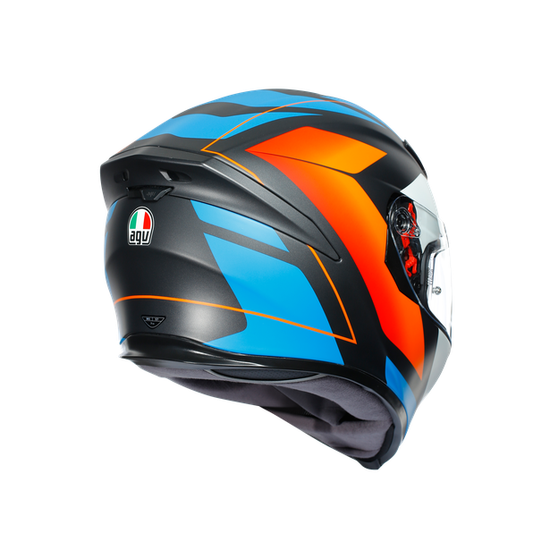 Casco AGV K5 S Core Negro/Azul/Amarillo Fluor - Vista posterior | Proshop Chile