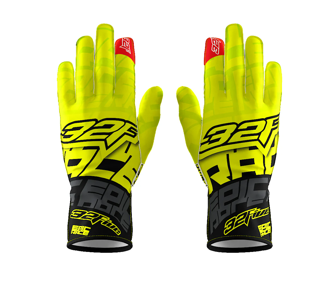 Guantes 32 Five EPIC RACE Negro/Amarillo para karting