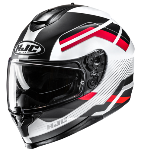 Casco HJC C70N Belis MC1SF Blanco/Negro/Rojo - Vista lateral | Proshop Chile