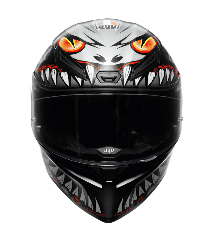 Casco AGV K1 S (2023) Lyzard Negro Matte/ Rojo/ Gris - Vista posterior | Proshop Chile