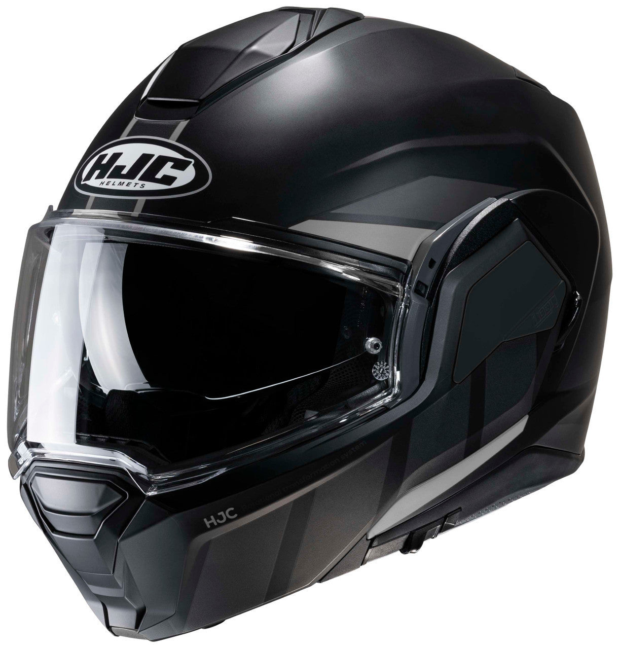 Casco HJC i100 Beis MC3HSF Negro/Amarillo Fluor - Vista posterior | Proshop Chile